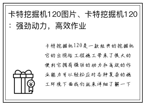 卡特挖掘机120图片、卡特挖掘机120：强劲动力，高效作业